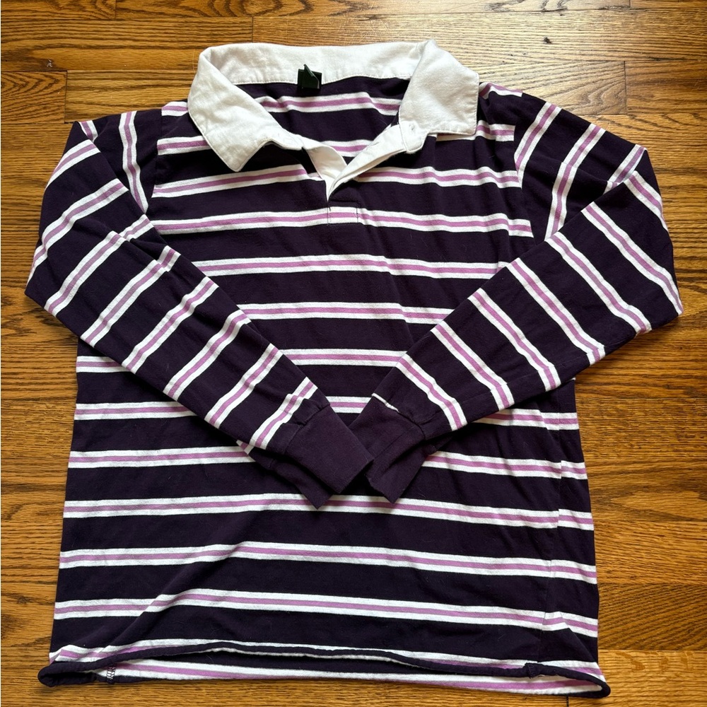 Wild Fable Purple and White Striped Polo Shirt